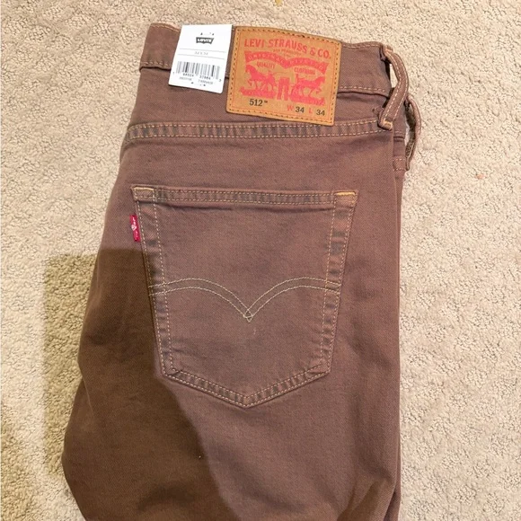 NWT Levi's Mens 512 1188 Acid Brown Raw Hem Slim Taper Denim Jeans 34*34 - Picture 4 of 5